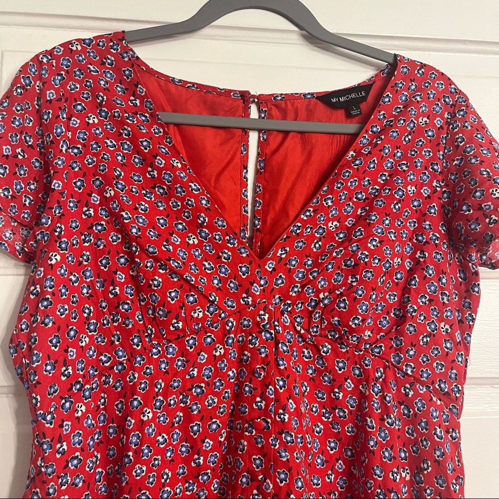 Red Floral Dress - Picture 2 of 6